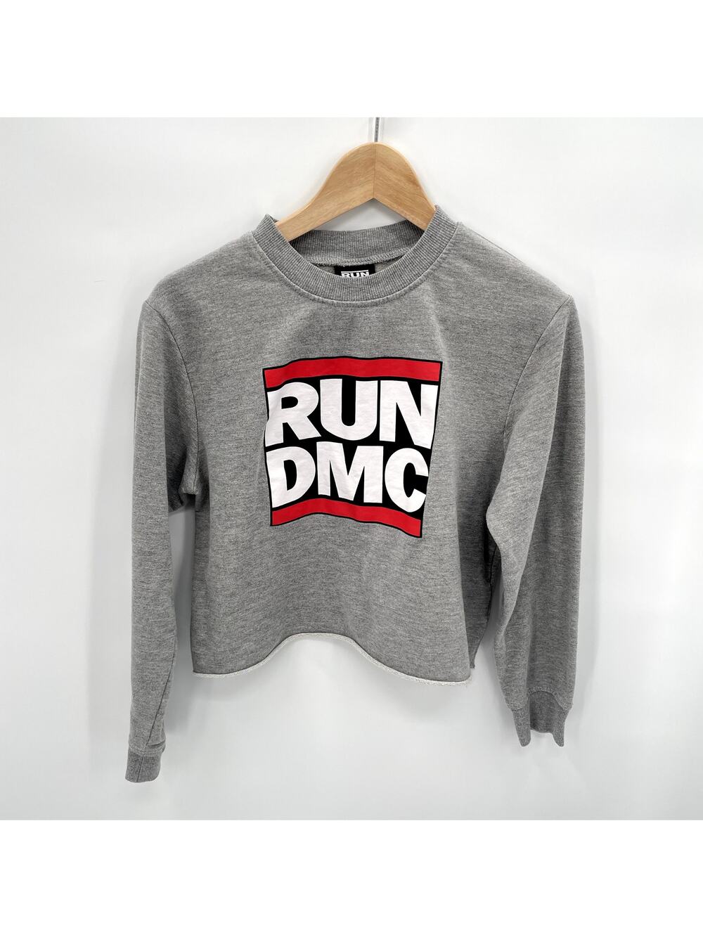 Run DMC Gray Long Sleeve Cropped Crewneck Sweatshirt // M
